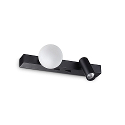 Wandarmatuur PING PONG met LED-spot IP20, zwart 