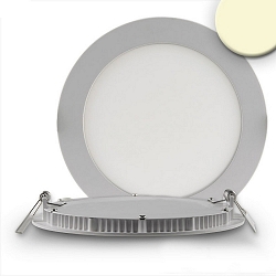 LED downlight, IP42, ultra flat, round, � 14.5cm, dimmable, 9W 3000K 650lm 120�, silver