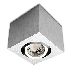 Ceiling luminaire for GU10 / MR16, angular, IP20, swivelling, excl. socket, excl. lamps, brushed aluminium