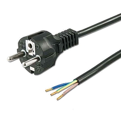Stekker Schutzkontakt-Stecker schwarz, 1,5m, lose Kabelenden