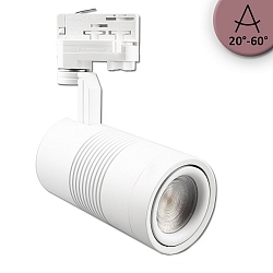 LED 3-phase track spot Fresh Meat Light, 35W, focusable 20�-60�, rotatable and swivelling, matt white