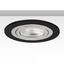 Inbouwframe rond, stijf, aluminium geborsteld, zwart