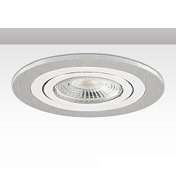 Inbouwframe rond, stijf, aluminium geborsteld, wit