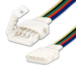 Clipped cable connection (max. 5A) for 5-pole IP20 LED strips (with width 12mm and pitch >12mm)