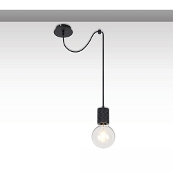 Pendelarmatuur INFINITY SINGLE ROUND 1-vlams, rond, zonder lampenkap E27 IP20, zwart dimbaar