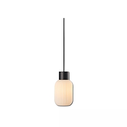 Pendelarmatuur INFINITY WHITE GLASS SMALL gegroefd, met open kabel, 2-polig E27 IP20, zwart dimbaar