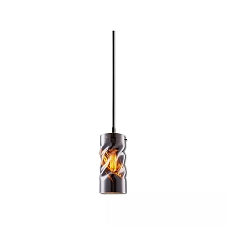 Pendelarmatuur INFINITY SMOKY CURLED GLASS cilindrisch, met open kabel, 2-polig E27 IP20, zwart dimbaar