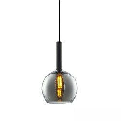 Pendelarmatuur INFINITY BLACK ROUND GLASS 25CM rond E27 IP20, rookkleuren, zwart dimbaar