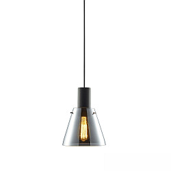 Pendelarmatuur INFINITY CONCAVE GLASS conisch E27 IP20, rookkleuren, zwart dimbaar