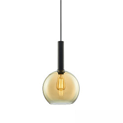 Pendelarmatuur INFINITY AMBER ROUND GLASS 25CM rond E27 IP20, amber, zwart dimbaar