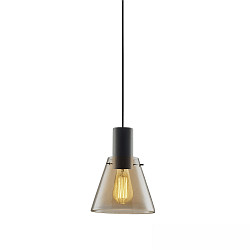 Pendelarmatuur INFINITY CONCAVE GLASS conisch E27 IP20, amber, zwart dimbaar