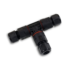 cable T-connector IP68, 6.5-11MM / 0.75-2.5MM�, 250V 16A 3-pole, black