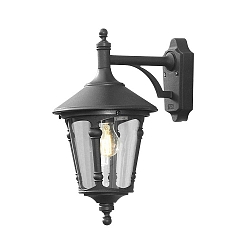 Wandarmatuur voor buitenshuis VIRGO down E27 IP23, rookkleuren, zwart