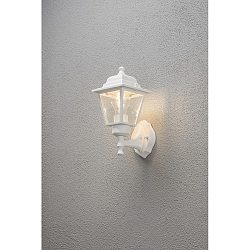 Wandarmatuur voor buitenshuis SMALL 1-vlams, klein E27 IP23, transparant, wit