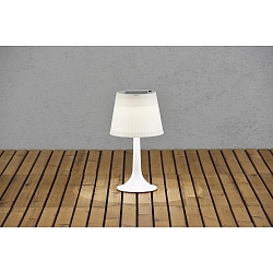 Solar tafellamp ASSISI met schakelaar, met lampenkap IP44, glanzend, wit 