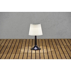 Solar tafellamp ASSISI met schakelaar, met lampenkap IP44, satijn, zwart 