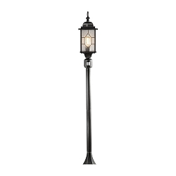 Padverlichting MILANO met bewegingsmelder E27 IP43, kristalhelder, gesatineerd, zwart, zilver
