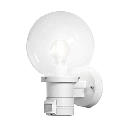 Outdoor wall luminaire NEMI with motion detector, E27 max. 60W, white, plastic / clear glass