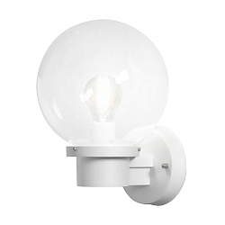 Outdoor wall luminaire NEMI with daylight switch, E27 max. 60W, white, plastic / clear glass