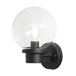 Wandarmatuur voor buitenshuis NEMI E27 IP44, zwart, transparant