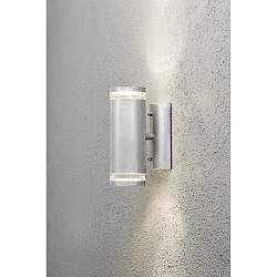 Outdoor wall spot MODENA UP/DOWN SINGLE, 2x GU10 max. 35W, galvanised steel / clear acrylic glass