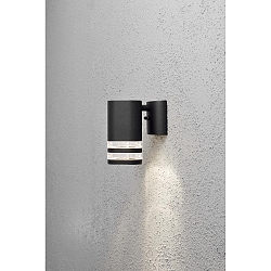 Outdoor wall spot MODENA DOWN, with opening for lateral light component, GU10 max. 35W, black aluminium / clear acrylic glass