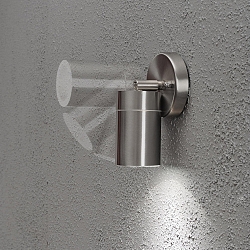 Outdoor wall spot MODENA, swiveling, GU10 max. 7W, cone of light 105�, stainless steel 304 / clear glass