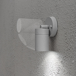 Outdoor wall spot MODENA, swiveling, GU10 max. 7W, cone of light 105�, grey, aluminium / clear glass