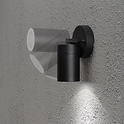 Outdoor wall spot MODENA, swiveling, GU10 max. 7W, cone of light 105�, black aluminium / clear glass