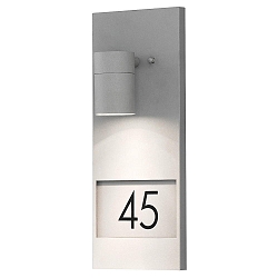 Outdoor wall luminaire MODENA, with house numbers, GU10 max. 35W, grey, aluminium / clear glass
