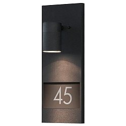 Outdoor wall luminaire MODENA, with house numbers, GU10 max. 35W, black aluminium / clear glass