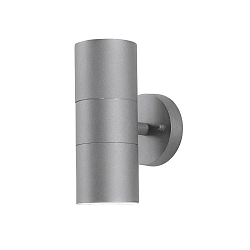 Outdoor wall luminaire MODENA, Up/Down, with double cone of light, IP44, 2x GU10 max. 35W, grey, aluminium / clear glass