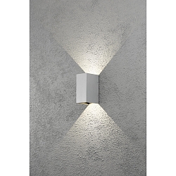 HighPower LED outdoor wall luminaire CREMONA, Up/Down, adjustable beam, 3W 3000K 460lm, silver grey / clear
