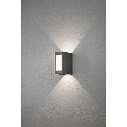 Outdoor HighPower LED wall luminaire CREMONA, 2-sided adjustable 0�-90�, 12W 3000K 720lm, anthracite / aluminium, plastic opal