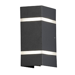 LED outdoor wall luminaire CREMONA, 2-sided adjustable 0�-90�, 3W 3000K 600lm, 2 frosted acrylic glass stripes / anthracite