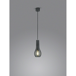 pendant luminaire GARA 1 flame E27 IP20, black chrome dimmable
