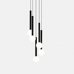 Pendelarmatuur CANDLE 5 BODIES LED IP20, zwart dimbaar