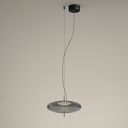 Pendelarmatuur PLAT RECESSED (PHASE) met lampenkap, CCT Switch, instelbaar, met diffuser IP20, zwart dimbaar