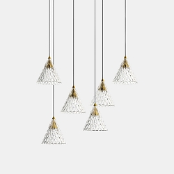pendant luminaire VENETO 6 BODIES LED IP20, gold dimmable