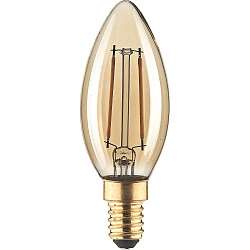Filamentlamp kaarsvorm C35 GOLD schakelbaar C35 helder E14 2,5W 180lm 1800K 320� CRI 80-89 