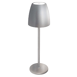 Tafellamp op batterijen TAVOLA PREMIUM met USB-aansluiting, met aanraakdimmer, magnetische montage IP54, zilver dimbaar