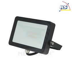 Outdoor LED RGB/W floodlight, IP65, 10W RGB/3000K 1000lm 100°, remote-dimmable, with swiveling bracket