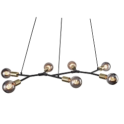 Pendelarmatuur JOSEFINE 7-vlams E27 IP20, zwart, zwart mat 