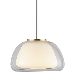 Pendelarmatuur JELLY E27 IP20, glanzend, helder, messing, opaalwit, wit 