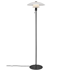 Floor lamp VERONA, E27, IP20, black, glass opal white