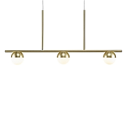 Pendant luminaire CONTINA, 3 flames, G9, IP20, glass opal white, brass