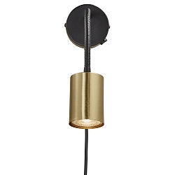 Wandarmatuur EXPLORE FLEX ARM met schakelaar, met stekker GU10 IP20, messing geborsteld, zwart mat 