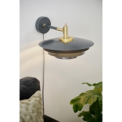 wall luminaire BRETAGNE G9 IP20, grey, brushed brass 