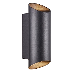 Wandarmatuur voor buitenshuis NICO ROUND 22 up down, cilindrisch GU10 IP54, zwart dimbaar
