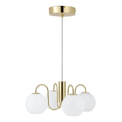 Pendelarmatuur FRANCA E14 IP20, glanzend, messing, wit dimbaar